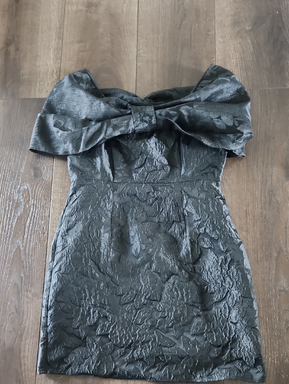 NWT Vero Moda Black Jacquard Oversized Bow Mini Dress Party Large
